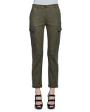 Stretch-Woven Cargo Pants, Olive