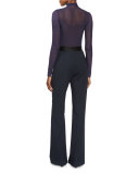 Focal Wide-Leg Crepe Pants, Ink