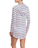 Cayman Stripe Hooded Coverup Dress