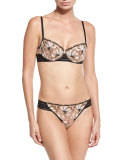Jaipur Embroidered Demi Bra, Black