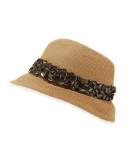 Max Floral Sequin Fedora Hat, Camel