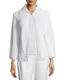 Braided-Knit Drop-Shoulder Cardigan, Off White