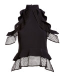Windowpane-Lace Tiered Ruffle Top