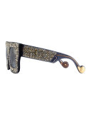 Mr. 5 AM Poems Swarovski® Shield Sunglasses, Bronze Crystal