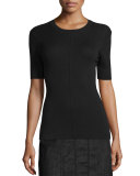 Classic Rib Short-Sleeve Tee, Noir