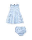 Sleeveless Striped Anchor Dress w/ Bloomers, Blue, Size 6-24 Months