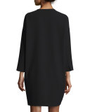 Seamed Front-Zip Cocoon Dress