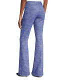 Swirl Jacquard Flared Pants, Lapis