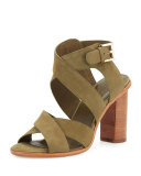 Avery Crisscross Nubuck City Sandal, Olive