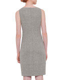 Sleeveless Round-Neck Sheath Dress, Dark Zinc