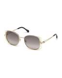 Square Metal Open-Inset Sunglasses, Gold