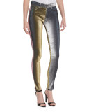 Metallic Slim-Leg Jeans, Multicolor