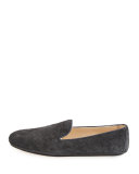 Intrecciato Suede Smoking Slipper, Gray