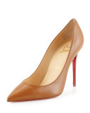 Decollette Leather 100mm Red Sole Pump, Noisette
