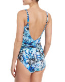Oasis Surplice One-Piece Swimsuit, Multi/Blue