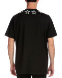 Colombian Star-Collar Short-Sleeve T-Shirt, Black