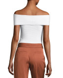 Dominique Off-the-Shoulder Ribbed Top, Ivory