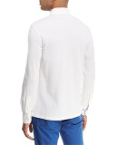 Piqué Knit Long-Sleeve Oxford Shirt