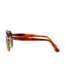 PO649S Aviator Sunglasses, Spotted Havana/Blue