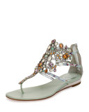 Crystal-Chandelier Thong Sandal, Multi
