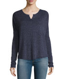 Sierra Long-Sleeve Waffle Tee, Indigo