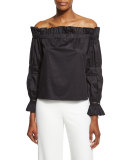 Ellen Off-the-Shoulder Poplin Top, Black