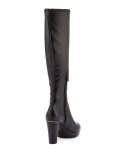 Echoe Platform Leather Knee Boot, Black