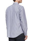 Diamond-Print Woven Long-Sleeve Shirt, Blue