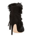Moritz Shearling-Trim Suede 105mm Bootie, Black