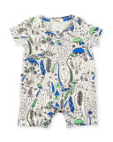 Printed Stretch Jersey Shortall, Blue/White, Size 0-24 Months