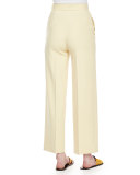 Wide-Leg Stretch Wool Pants, Light Yellow