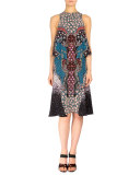 Spectra Side-Tiered A-Line Dress, Black/Blue
