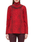Massai-Collar Cheetah-Print Blouse, Miracle Berry