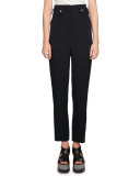 High-Waist Pencil-Leg Pants, Black