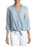 Crysta Chambray Tie-Hem Shirt