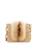 Sable/Crocodile Small Chain-Strap Shoulder Bag, Camel