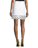 Grommet-Hem A-Line Skirt, White/Gold