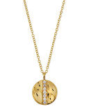 18K Gold Senso Medium 15.5mm Disc Pendant Necklace with Diamonds