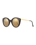 Palm Beach Mirrored Sunglasses, Black/Gold