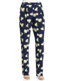 Floral-Print Pajama-Style Pants
