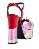 Candy Knotted Platform Sandal, Nuit/Platino/Vegas Pink/Rouge