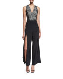 Larissa Layered Wide-Leg Pants, Black