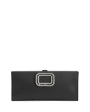 Pilgrim Strass-Buckle Satin Clutch Bag, Black