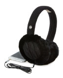 Wired Cable-Knit Crochet Earmuffs, Black