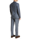 Wool-Blend Textured Two-Piece Suit, Brown