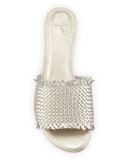 Fadey Woven Flat Slide Sandal, White Gold