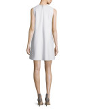 Bib-Front Sleeveless Shift Cocktail Dress, Ivory