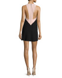 Maya Colorblock Racerback Dress, Black/Blush