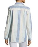 Brody Caribbean Striped Button-Down Blouse