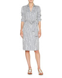 Painter Stripe Poplin Shirtdress, Blue Pattern